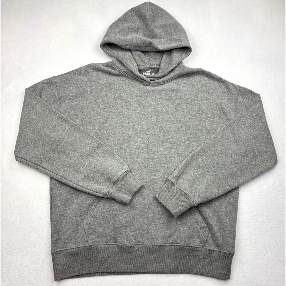 Hollister Hoodie Sweatshirt Womens XXS Heather Gray Oversized Fleece Pullover